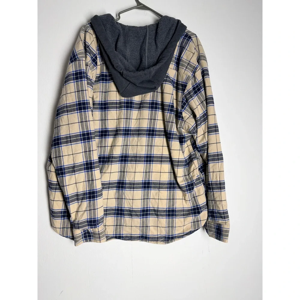 Carhartt Relaxed Fit Fleece Lined Flannel Hooded Shirt Jacket Plaid Mens XL
